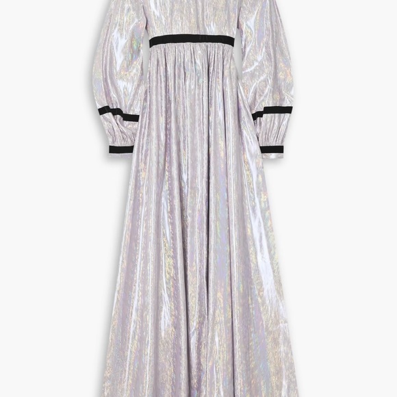 NEW with Tags Batsheva Shimmering Silver Holographic Dress with Black Trim - Picture 4 of 5